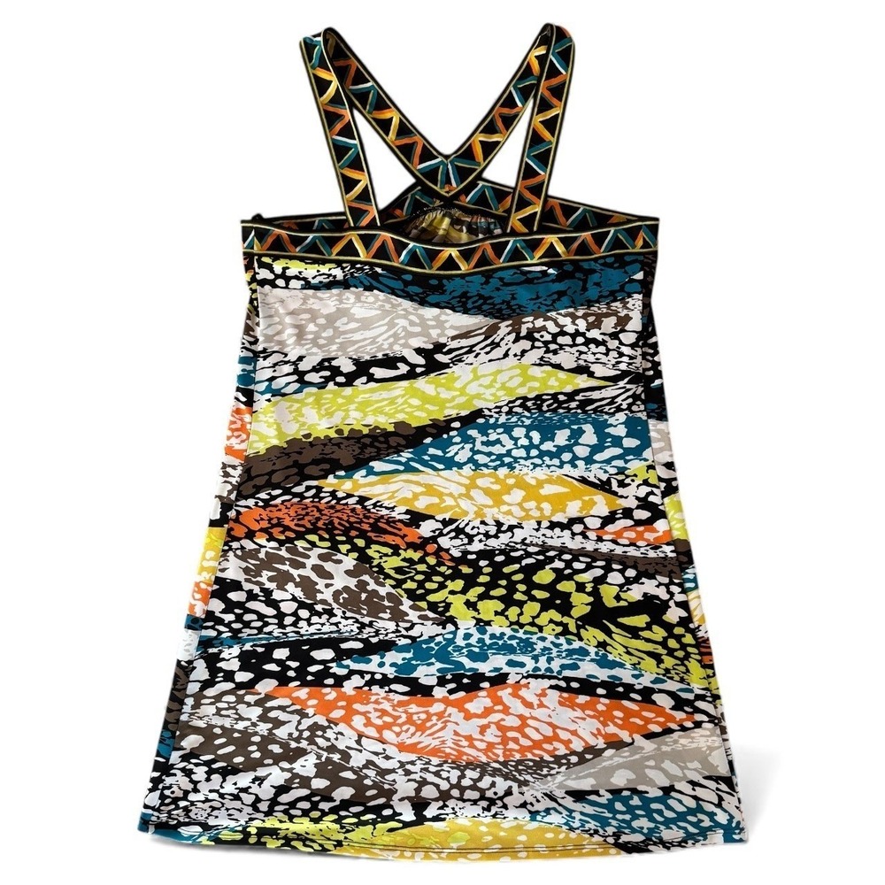 BCBGMAXAZRIA‎ Women's Black Multi Color Geometric Print Halter Mini Dress Size S - Picture 5 of 10